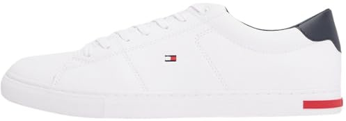 Tommy Hilfiger Sneaker Hombre Sneaker Essential Leather Detail Vulc Calzado, Blanco (White), 41