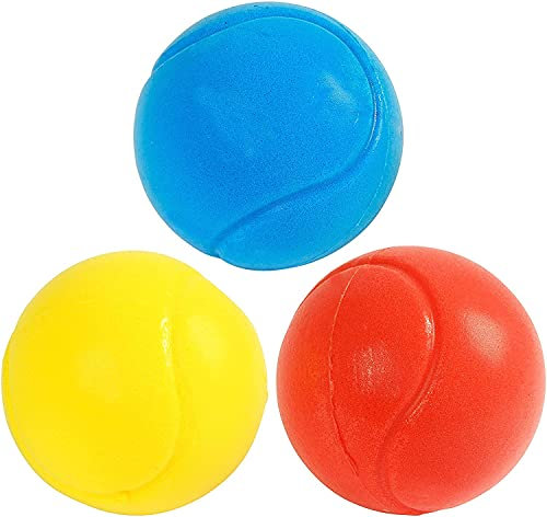 eMKay® Pack of 3 Soft Foam Balls for Kids – 70mm Lightweight Sponge Tennis Balls in BLUE RED & YELLOW – Safe Indoor & Outdoor Sports Balls for Throwing, Catching, Cricket, Tennis & Fun Games