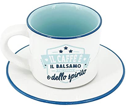 TAZZINA DA CAFFE' PERSONALIZZATA CON PIATTINO - IL CAFFE' E' IL BALSAMO DEL CUORE