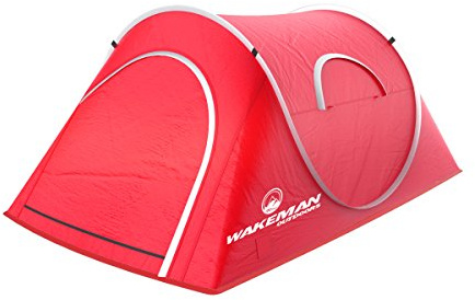 Pop-up Tent 2 Person, Water Resistant Barrel Style Tent for Camping with Rain Fly and Carry Bag, Starchaser 2-Person Tent by Wakeman Outdoors (Red), 7 x 4.3