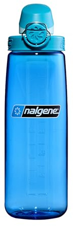 Nalgene Sustain Tritan BPA-Free On The Fly Water Bottle Made with Material Derived from 50% Plastic Waste (Using ISCC Certified Mass Balance), 24 OZ, Slate Blue with Glacial