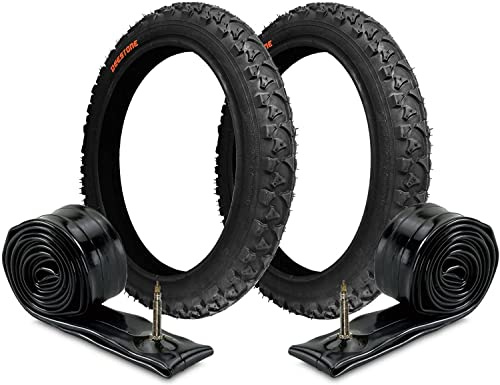 2 Reifen Deestone 14 x 1.75 (47-254) + 2 Kammern | Schwarze Reifen für Mountainbike Fahrrad Kinder
