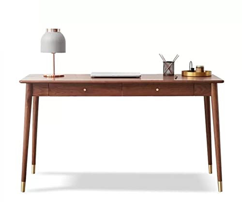 Bureau Informatique Bureau D'ordinateur en Noyer, Bureau avec Tiroir, Table De Bureau for Chambre À Coucher, Salon, Stable Et Durable, Facile À Assembler (Size : 140x59x75cm)