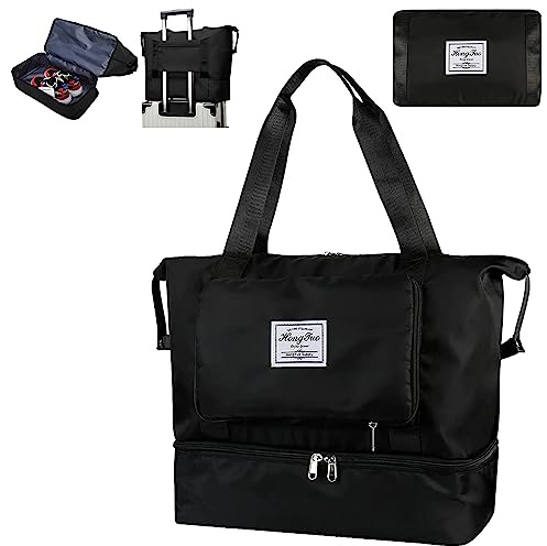 Reisetasche Groß für Herren und Damen Aluusy Faltbare Sporttasche Wasserdicht Weekender Carry On Workout mit Nassfach und Schuhfach Leicht Handgepäck für Fitnessstudio Reise