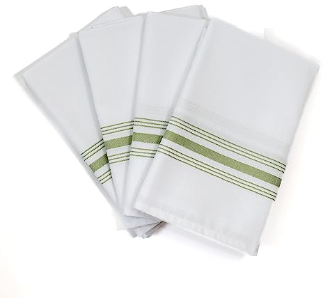 Fabric Textile Products | Signature Stripe Bistro Napkins | Durable and Stain-Resistant Polyester Cloth Dinner Napkins | 18 x 22 | Set of 4 | Made in The USA | Sage