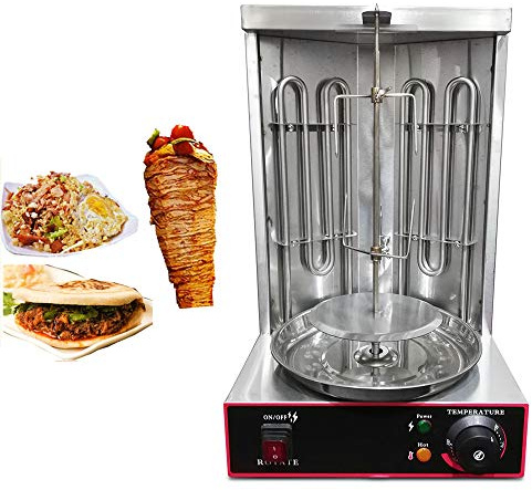Elektrisch Vertikaler Broiler Döner Shawarma Kebab Maschine mit Spießgabeln Automatisches Spinnen Rauchloser Grill für Restaurant Wohnküche 3000W