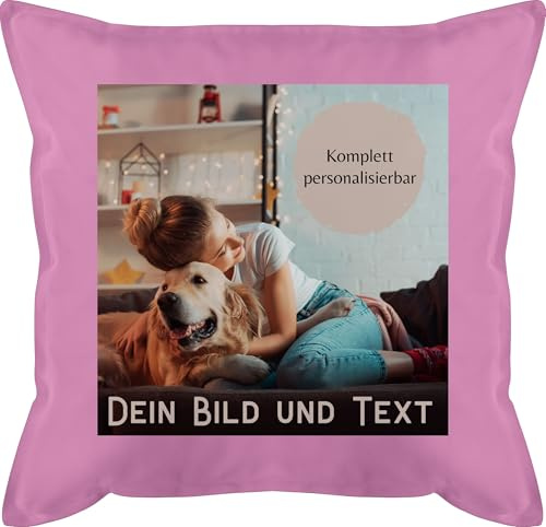 Kissen 50x50 - eigenem - Foto Bild Geschenk I Dein Bild und Text - 50 x 50 cm - Pink - fotokissen fotopolster selbst drucken Logo schmusekissen photokissen Geschenke zum beschriften selber gestalten