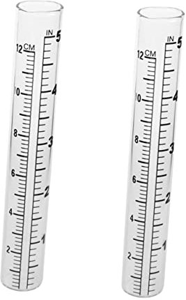 Amosfun Glass Test Tube Rain Gauge for Outdoor Use, 2pcs 12cm Flat-bottomed Scale Test Tubes for Accurate Rain Measurement in Garden