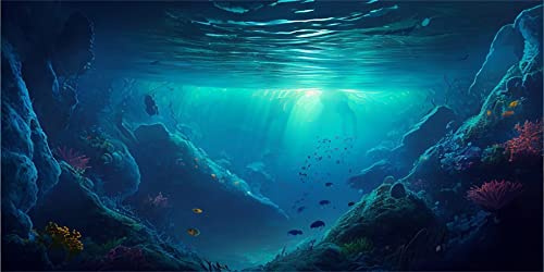 MIRRORANG 61x30cm Affiche d'aquarium Tropical Toile de Fond lit de rivière et lac Plante Aquatique Fond d'aquarium sous-Marin