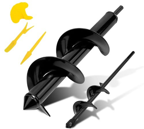 Garten Spiralbohrer 2Pcs Erdbohrer für Bohrmaschine,Garten Bohrer,Pflanzbohrer für Akkuschrauber,Bodenbohrer Blume Pflanzgefäße Schnecke zum Löcher Graben