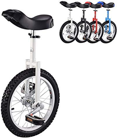 LoJax Trainer-Einrad für Kinder/Erwachsene, 16 Zoll, Anfänger-Trainer-Einrad für Kinder, höhenverstellbar, Rutschfester Butyl-Bergreifen, Balance-Radfahren, Heimtrainer, Tragkraft: 150 kg (weiß)