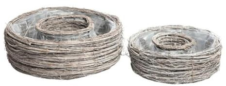 Decpero Pflanzring 2er Set I Ulme I Ø30x11cm + Ø40x13cm I grau weiß I mit Folie
