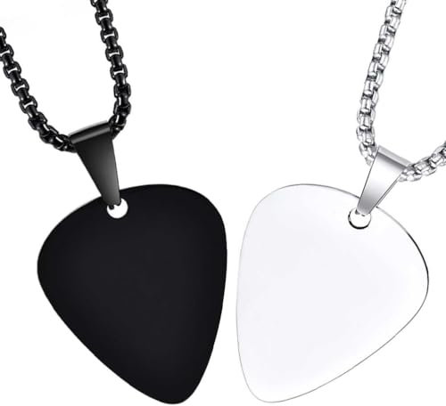 UPKOCH Halskette Mit Mit Stilvollen Zitaten Und Gitarrenplektrum Für Damen Und Herren Edelstahlkette Modeschmuck