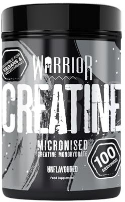 Warrior Creatine Monohydrate Powder 500g (100 Servings) – Pure Micronised Creatine Powder Supplement for Men & Women, Pre & Post Workout Strength, Muscle Growth & Recovery, Vegan – Unflavoured