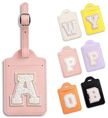 Anntry Gepäckanhänger, Kofferanhänger mit Adressschild, PU Leder Reise Koffer Tags, Namenschild ID Etikett für Geschäftsreise, Flugreisen, Paare Hochzeit Reisegeschenk