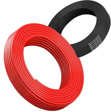 Cavo elettrico 18AWG 0,75mm² 2×5M, cavo flessibile rosso nero, cavo in rame stagnato senza ossigeno resistente ad alta temperatura 600V per batteria auto, lampada a LED, pannello solare (18/2-5M).