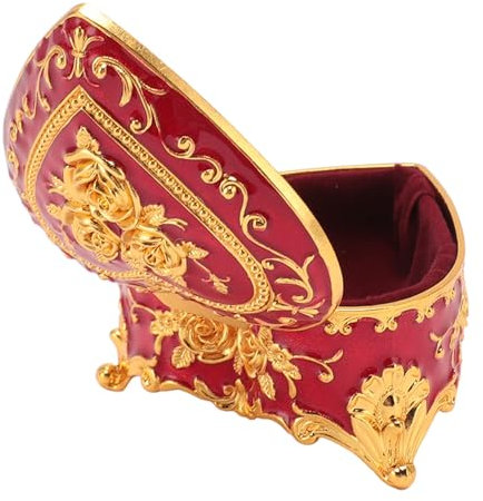 Qcwwy Kleine Schmuckschatulle, Schmucktruhe, Klassische Schmuckaufbewahrung, Altmodischer Schmuck-Organizer, Vintage-Schmuckschatulle, Herzförmige Dekorative Box für den Heimgebrauch