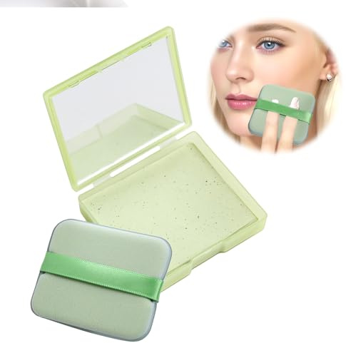 100pcs Green Tea Blotting Paper for Oily Skin - Compact Mirror & Powder Puff Included