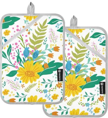 Skandinavischer Topflappen, Topflappen mit Taschen, hitzebeständig, für heiße Pfannen, für Küche, 2 Stück