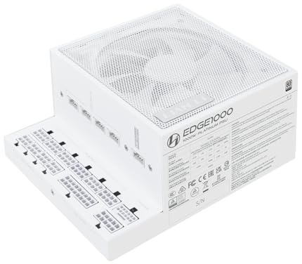 Lian Li EDGE 1000W 80 Plus Platinum Fully Modular Power Supply – White with ATX 3.1 and PCIe 5.0 Support