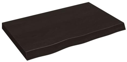 Makastle Waschtischplatte Holzbohlen Ideal für Aufsatzwaschbecken, Tischplatte Holzplatte Baumkanten-Platte für Heimwerker, Arbeitsplatten, Dunkelbraun 80x50x(2-6) cm Massivholz Behandelt