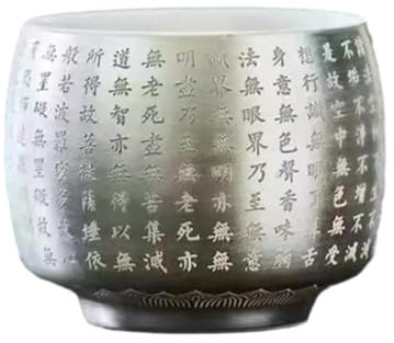 Creativo buddista Scrittura Set da tè Con Cinese Argento Dorato Tre Pezzi Coperto Ciotola Kung Fu Tea Set-Cuore Sutra Master Cup