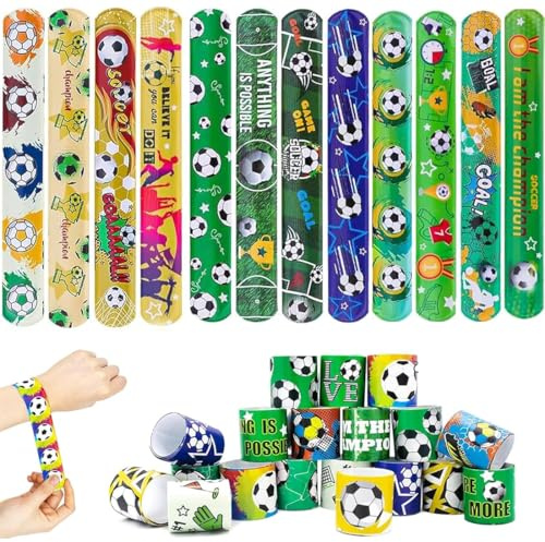 12 Piezas de Pulseras de Fútbol, Bandas Slap Deportivas y Brazaletes Trenzados de Amistad para Cumpleaños y Fiestas de Niños