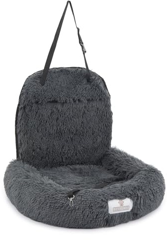 Pfoten&Nasen® 2 In 1 Orthopädisches Hunde Autositz [Dunkelgrau, 50X79X33cm] Für Große, Mittelgroße und Kleine Hunde, Hundebett, Hundesitz Auto Rückbank, Dog Car Seat, Hundekorb Auto.
