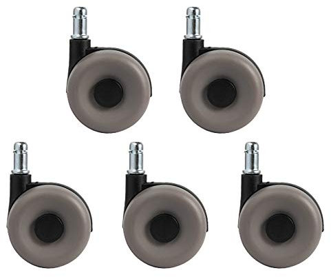 HUJIEAAA Lenkrollen, Hochleistungs-2,5-Zoll-Lenkrollen für Bürostühle mit Sicherungsring 11 x 21 mm, 5er-Set, Tragkraft 200 kg, geräuscharme Gummi-Doppelrolle ohne Bremse, Ersatz für Möbell