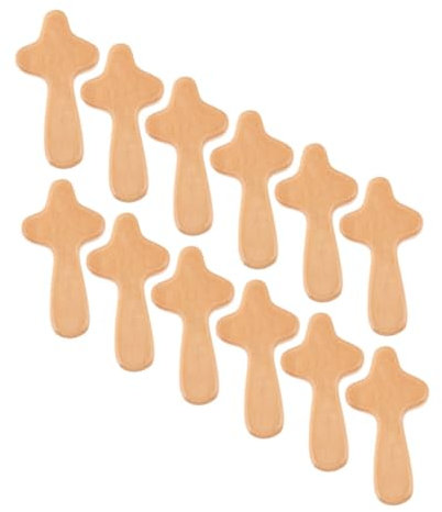 MAGICLULU 12 Stücke Hand Halten Mini Holz Kreuz Decor Home und Decor Holz Kreuz Handwerk Sicher Runde Kanten