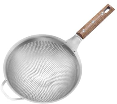 Fenteer Colador, cucharón, colador de acero inoxidable, filtro, cuchara, espumadera de drenaje multiusos, cuchara ranurada, cuchara espumadora, Pequeño 44cmx22.8cm