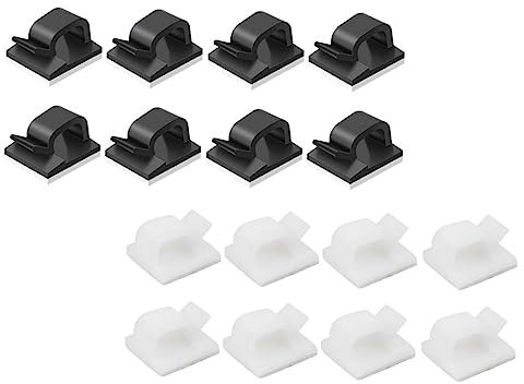 KONTONTY 60pièces Clips Rangement Câbles Auto-adhésifs Organisateur Câble Support Fil Bureau Maison Voiture
