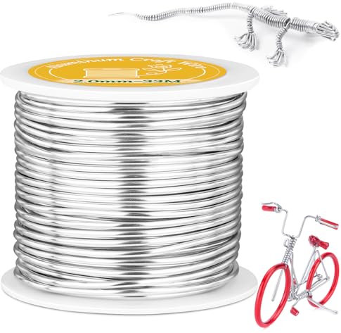 VynyQoo 2mm Filo di Ferro Modellabile, 33M Argento Pieghevole e Flessibile Filo Alluminio, Per La Scultura Fai Da Te, Modellazione, Creazione Di Gioielli, Lavori Floreali