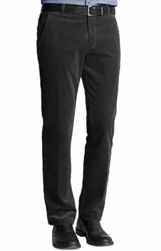 Men's Lightweight Straight Cotton Cords Casual Trousers Formal Business Work Wear Cord Dress Pants Easy Care 100% Cotton Big Size Trousers (UK, Waist & Inseam, 42, 27, BLACK)