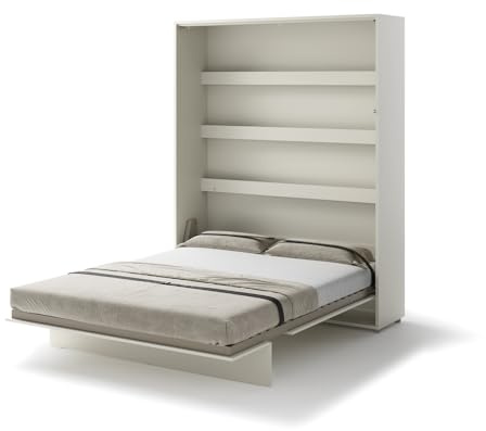Friderik Bed Concept BC-012 Wandklappbett Vertikal Schrankbett mit Matratze, 160x200 cm (Kaschmirfarbe)