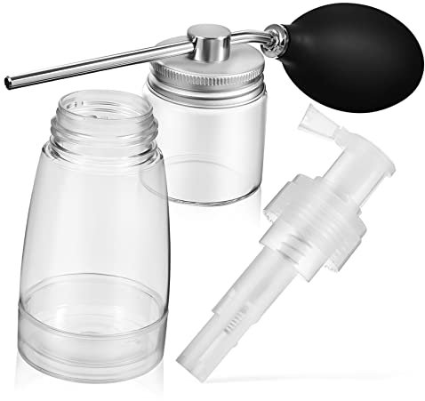 ARTSEWPLY 2pcs 180ml Hair Powder Puffer Bottle and Applicator Spray Bottle Set for Barber Hair Styling and Dry Shampoo Mist