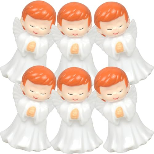 VINTORKY 6St Engel Kuchendekoration Tischengel Deko Engelfiguren Wohnkultur Geburtstagskuchendekorationen Engel Topper Engelsdeko für zu Hause Engel-Kuchendekorationen