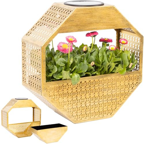 Gadgy Lampe Murale Solaire avec Pot de Fleurs – Applique murale solaire avec Lumière blanc chaud – Décoration murale de Balcon avec jardinière lumineuse – Éclairage Jardin résistant aux intempéries