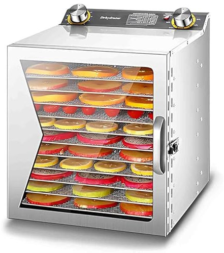 RIQHTIK Déshydrateur Alimentaire Professionnel, lyophilisateur, minuterie 12 h, contrôle de température 30-90 °C, pour Viande séchée Maison, Fruits, friandises pour Chiens, légumes et Herbes,12 Layer