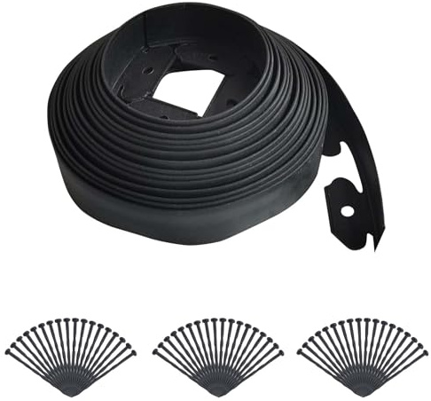 Flexible Rasenkante Kunststoff Cortenstahl Beeteinfassung 10m x 10cm (LxH), Beetumrandung mit 30 Erdanker, Beetbegrenzung Beetzaun Gartenpalisade Umzäunung Garten Dekorativ, Schwarz