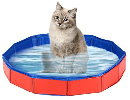 Faltbarer Hundepool für Kleine Hunde, Hundepool Schwimmbad für Hunde und Katzen,50x8cm Hundebadewanne Katzen, PVC rutschfeste Schwimmbecken ​mit Wasserablassventil für Hunde Katze,Haustiere Badewanne