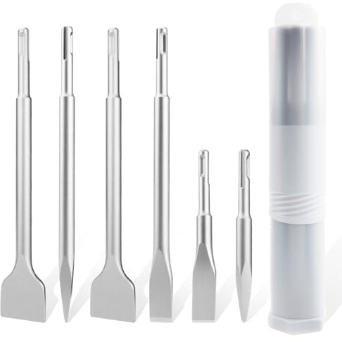 Scalpello SDS Plus 6 Pezzi, Punte SDS Plus per Calcestruzzo, Pietra, 20x150mm&20x250mm Scalpello Piatto, 14x150mm&14x250mm Punte a Punta, 40 * 250mm per Piastrelle,