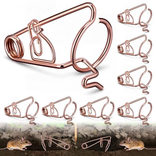 Enhon 8 Pièces Professionnel pour Campagnols Et Taupes, Pièges pour Campagnols en Fil d'acier Cuivré, sans Poison - Aucun Appât Nécessaire, Efficace Contre Les Et Les Taupes dans Le Jardin