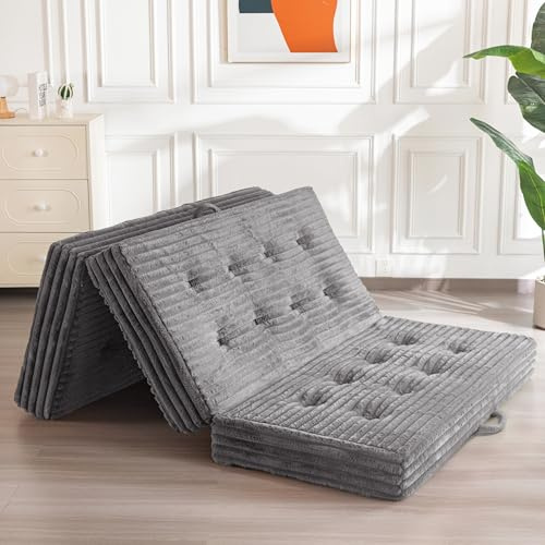 MAXYOYO Klappmatratze Kingsize, 15cm Gepolsterte Faltbare Matratze mit Hochwertigem Kunstfell, 3-Teilige Gästematratze für Gästebett, Bodenmatratze Klappbar für Wohnzimmer
