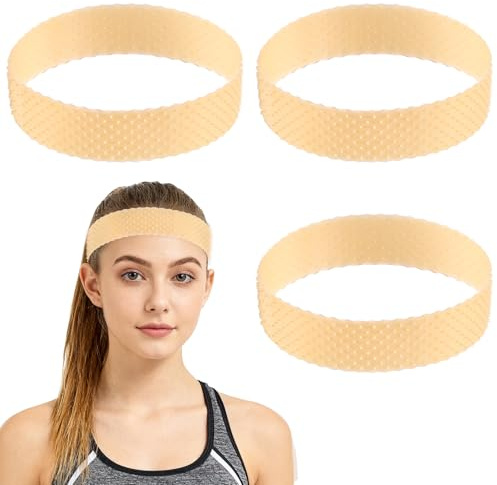 3 Pcs Silicone Wig Grip Band, Non-Slip Wig Grip Headband to Hold Wigs in Place Adjustable Hair Accessories for Men Women Sweat-Proof Hold (Skin Color)