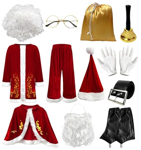 Générique Costume Pere Noel,Saint Nicolas Noël De Noël Déguisement Père Noel Adulte Pere Noel Lumineux Santa Clause Saint Tenue Claus Habit Pour Célébrations Fêtes (1#Rouge,4XL)