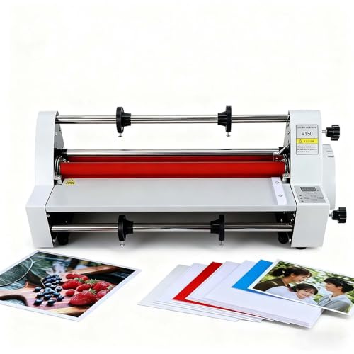 SIEEOUR Lamineuse Chaud Froid À 4 Rouleaux, Lamineuse À Rouleaux Professionnelle 350 Mm, Machine Double Face À Affichage Numérique, Contrôle Automatique De Température Pour Papier Carte Pvc