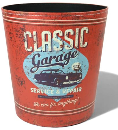 Emartbuy Poubelle à papier en cuir PU rétro vintage cool insolite maison bureau garage classique