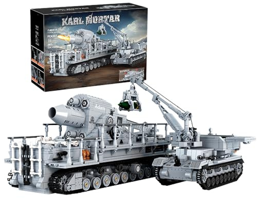 Tirff Karl Schwerer Mörserpanzer Bausatz, 2875 Teile 1:26 Militär-Set für Erwachsene, WW2 Deutscher Mörser Modellbausatz mit Munitionszugmaschine, MOC für Militärbegeisterte