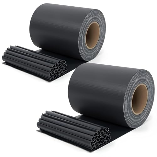 Sekey 2 Stück x PVC Sichtschutzstreifen für Doppelstabmatten 35m x 19cm - 26 Befestigungsclips, Doppelstabmattenzaun Sichtschutz, Anti-UV Wetterfest Stabmattenzaun Windschutz für Garten, Anthrazit